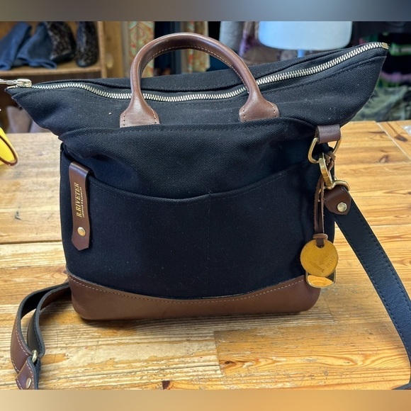 R.Riveter Women's Otto Signature Black Canvas Tote with Brown Leather Bag - Picture 2 of 4